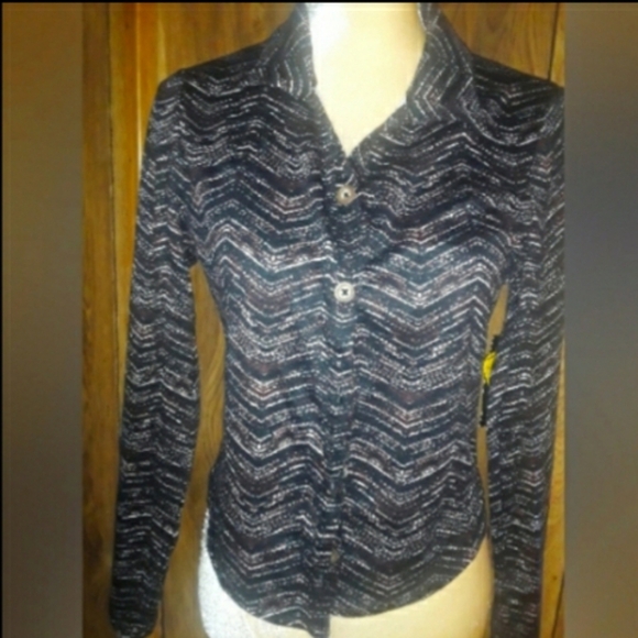 Womans Large  Multicolored Button up Shirt Long Sleeved Blouse - Picture 1 of 5
